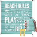 Beach Rules Pocket Picnic Blankets, Blue Seashell Coastal Mini Beach Camping Blanket Waterproof Sandproof, Rustic Sea RV Outdoor Picnic Blanket Mat Gifts for Camper Campsite Travel 55x60in - color: Rules