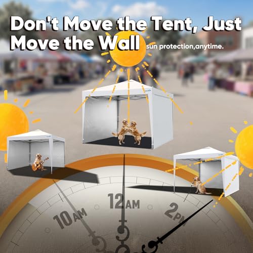Quictent 10x10 Pop Up Canopy Tent with 2 Sidewalls, Instant Setup Gazebo for 1 Person, Portable & Compact, Waterproof & UV Protection, Ideal for Camping, Beach, Parties, and Outdoor Events - color: White, size: 10x10 with 2 Sidewall