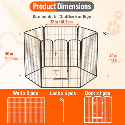 FDW Dog Playpen Dog Pen Dog Kennel 6 Panels 40 Inch Height Indoor Outdoor Folding Metal Portable Puppy Exercise Pen Heavy Duty Dog Fence for Yard Camping,Black - style: 6 Panels