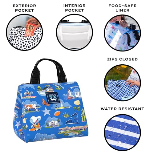 SCOUT Eloise Lunch Bag - Lightweight Insulated Soft Lunch Box, Opens Wide, Zips Closed, Interior Pocket, for Women, Work, Beach, Travel, Pool & Picnic - color: Texas