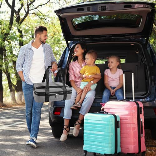 Insulated Casserole Carriers for Hot or Cold Food,Double Decker Casserole Dish Bag Carrying Case,Expandable Food Carrier Warmer Container Bag For Travel Picnic Cookouts.Fits 9"x13" Baking Dish - color: Gray