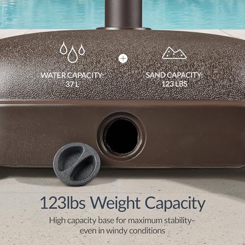 Best Choice Products 123lb Capacity Fillable Mobile Umbrella Base, Heavy Duty Market Stand for Patio, Deck, Poolside, Easy to move w/ 4 wheels - Dome Square Brown - color: Brown - Dome
