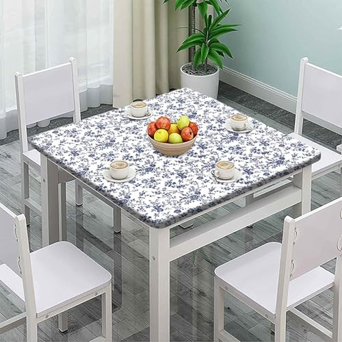 Square Fitted Tablecloth with Elastic 32x32 in Outdoor Tablecloths Elastic Table Cloth for Tables Waterproof Wipeable Table Cover for Picnic Camping Dinner - color: Blue, size: 32" x 32" (Square)