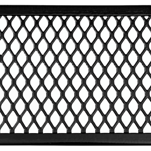 Global Industrial 6’L Rectangular Picnic Table, Expanded Metal, Black Thermoplastic Coating, Attached Benches, 1-1/2” Umbrella Pole Hole, Outdoor-Rated, 1000 lb Capacity, 72” x 30” Tabletop - color: Black