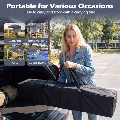 Tangkula 6x4 Ft Pop Up Canopy, UPF 50+ Instant Setup Canopy Tent with Sidewall, 4 Stakes, Portable Outdoor Canopy with Carrying Bag for Camp, Beach, Patio (Grey) - color: Gray