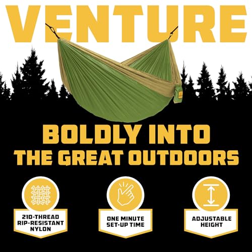 Wise Owl Outfitters Camping Hammock – 500lbs Portable Hammock with Tree Straps - Travel, Backpacking, Hiking, Outdoors Camping Gear - Single or Double - color: Green & Khaki, size: Double
