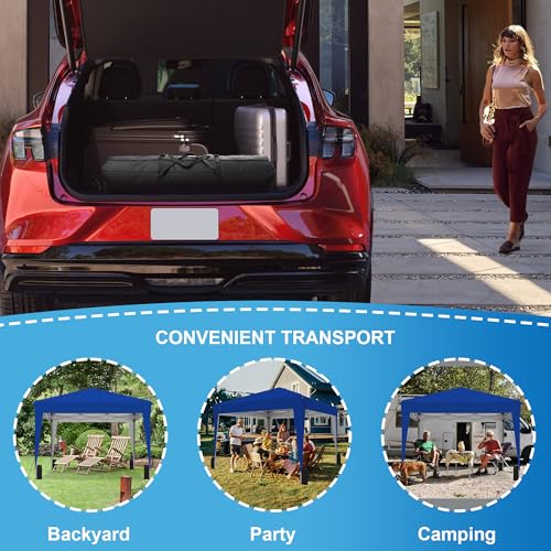 SANWAY 10x10 Pop up Canopy Tent, One-Button, Outdoor Instant Canopy Protable for Events, Camping, Parties, Vendor, Beach Tent - Blue - color: Blue