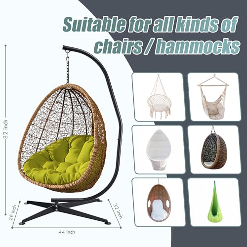 Sorbus Hammock Chair Stand Hanging Chair Stand- Steel Sensory Swing Stand- Weather & Rust Resistant C Stand- Adjustable Portable Stand 330lbs for Tree, Lounger, Air Porch, Indoor/Outdoor, Patio - size: 32 x 52 C Stand