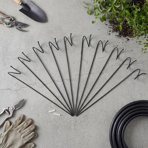 Shimeyao 10 Pack 14.5 Inch Ball End Garden Hose Guide Stakes, Heavy Duty Metal Hose Guard Spike, Water Pipe Guides for Outside Yard Lawn, Keep Hoses Out of Flower Beds to Protect Plants