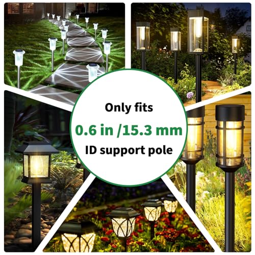 8 Pcs Solar Light Stakes Replacement (Fit for Inner Diameter 0.6inch),Reinforced Ground Spikes,ABS Plastic Lights Stakes, Ideal for Solar Pathway Lights Garden Torch Lights,Christmas Lights - size: 0.57-0.6 inch