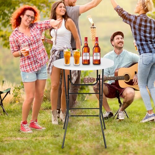 Nice C Plastic High Top Round Table, Portable Cocktail Bar Table, 31.5" Folding Counter Height Tables, Waterproof Outdoor/Indoor Tables for Parties, Weddings, Camping, Backyard (White, 1 Pack) - size: White 1 Pack