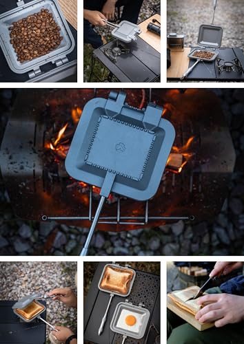camping moon Sandwich Maker Hot Sand Single Burner Gas Fire Open Fire Compact Aluminum TT-1315 (Silver w/bag) - color: Silver w/ bag