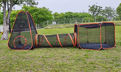 6 in 1 Pet Cat and Dog Tunnel Tent Foldable Pet Tent Outdoor Pop Up Pet Playpen Cage Fences House (Styles 1) - style: Styles 1