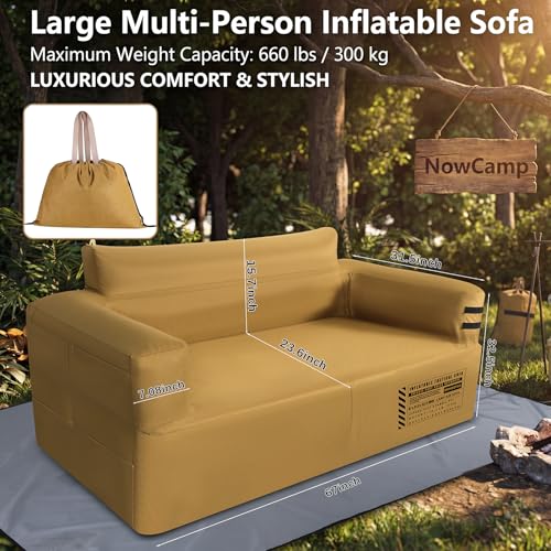 Portable Inflatable Couch with Built-in Pump,1000D Oxford Blow Up Sofa with Floor Mat for Camping,Beach,Party & Indoor | Puncture-Resistant Outdoor Inflatable Loveseat-Machine Washable,Quick Inflation