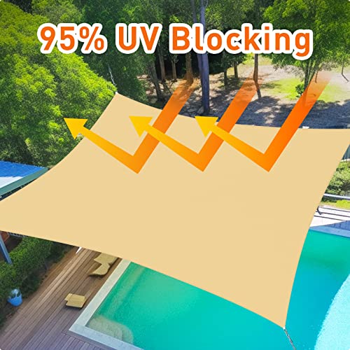 Shade&Beyond Shade Sail 12'X22' Rectangle Sand Breathable UV Block Outdoor Canopy for Backyard Patio Pergola Garden Deck(We Make Custom Size)