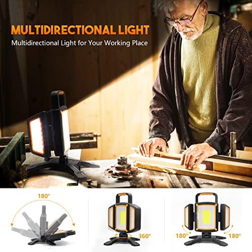 Tresda 30W Rechargeable Work Light, 3000 Lumen Magnetic Work Light Battery Powered, Waterproof Portable Cordless Job Site Lighting for Construction Site, Workshop, Garage, Camping, and Car Repairing - style: Magnetic Stand