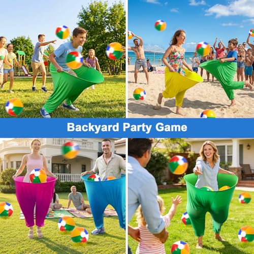 Granny Pants Yard Game, Outdoor Game with Bouncy Ball and Air Pump, Team Relay Family Reunion Party Field Game - size: 4PCS
