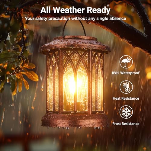 WdtPro Solar Lanterns Outdoor Hanging 4 Pack, Upgraded Bright Solar Lantern Lights Outdoor Waterproof, Solar Powered Lantern Over 12Hrs for Outside Garden Yard Patio Decor (Copper) - size: 4 Pack, style: Classic Copper
