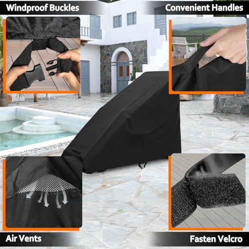 STARTWO Zero Gravity Chair Cover Outdoor Waterproof Folding Lounge Armchair Cover for Zero Gravity Chair with Storage Bag, Black
