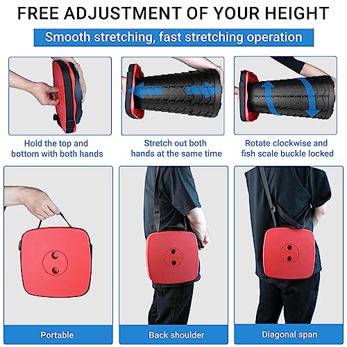 Upgraded Square Folding Stool, Max Load Capacity 485lbs, Portable Collapsible Seat, Telescoping Foldable Stool for Camping,Fishing,Hiking,Travel, Red - color: Red