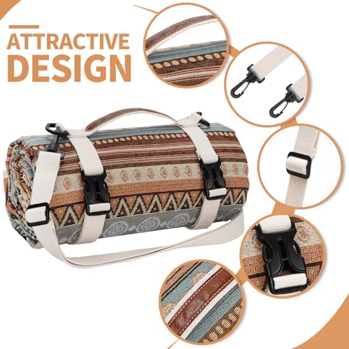 Extra Large Waterproof Picnic Blanket | Portable Camping & Beach Mat | Sand Free with Carry Strap | Park Blanket for Grass, Hiking, Travel, Concerts, Indoor (Orange) - color: Orange, size: 4'11" x 6'7" (Rectangular)