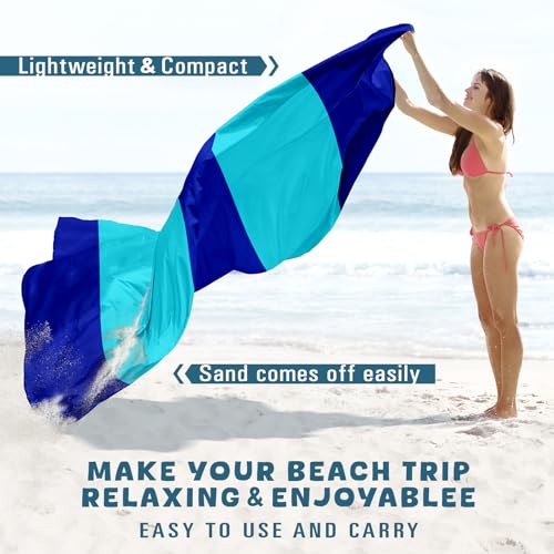 Beach Blanket Waterproof Sandproof 78''×81'' Large Suits 1-5 Adults Oversized Lightweight Picnic Mat Beach Blanket Water Resistant for Camping Hiking Travel Picnic - color: Dark Blue, size: 78''x81''