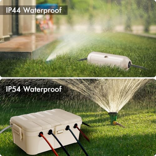 RESTMO 5-Piece Outdoor Waterproof Electrical Box Set – 12.5" x 8.5" x 5" Large & 7.1" x 2.3" x 2.3" Small, Weatherproof Boxes for Power Strip, Outlet, Plug, Socket, Timer, Holiday Light, Almond - color: Almond