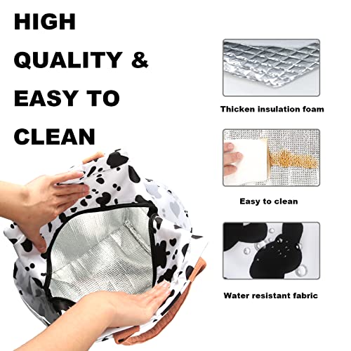 Joymee Lunch Bag Women Insulated Lunch Box Reusable Leakproof Large Spacious Cooler Tote for Womens Mens Adults with Bottle Holder and Side Pockets for Work Office Travel Picnic - Cow - color: 04 Cow
