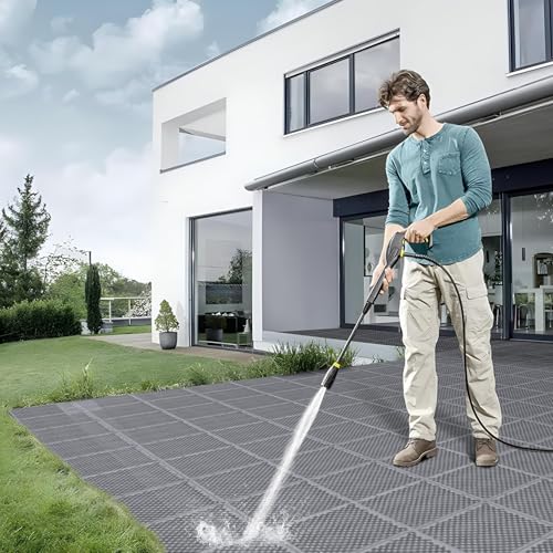 16 PCS Modular Interlocking Cushion Interlocking Floor Tiles with Hole Drainage Mat 10" x 10" Non Slip Pool Deck Mat Outdoor for Drain Deck Pool Patio Shower Kitchen Balcony (Grey) - color: Grey