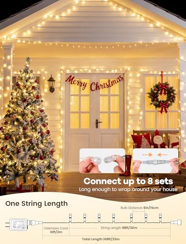 String Lights Indoor Bedroom,98FT 200 LED Fairy String Lights Outdoor Waterproof, Memory Twinkle Christmas Light Plug in for Classroom Dorm Patio Tree Garden Decor(Warm White with Remote) - color: Warm White, size: 200LED with Remote