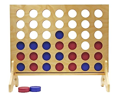 Tailgating Pros Premium Giant Four in a Row with Carrying Case - Jumbo Oversized Outdoor Yard Game - Connect Multiple Pucks in a Row to Win - Many Puck Colors Available! - color: Blue / Maroon