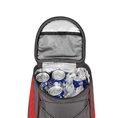 PICNIC TIME PTX Backpack Cooler, Modern Backpack Cooler with 20-Can Capacity, Fully Insulated Outdoor Lunch Bag with Water Resistant Interior, Pockets, Padded Straps, (Red with Gray Accents) - color: Red with Gray Accents, style: PTX 1.0 Tarana Backpack C