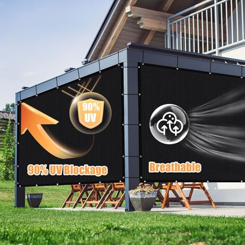 Amagenix 90% Sun Shade Cloth with Grommets, 3' x 6' Pergola Replacement Shade Cover Canopy Privacy Screen for Outdoor Patio Garden, Black (We Customized) - color: Black, size: 0 3 x 0 6 FT