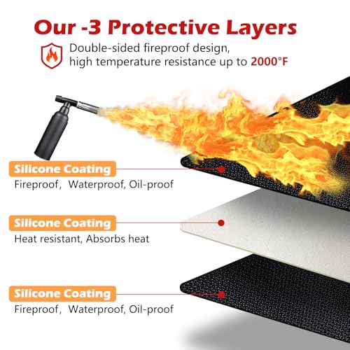 76X48in Grill Mats for Outdoor Grill,Fits Most Grills, Smokers, Griddles and Outdoor Charcoal, Flat Top,Deck and Patio Protector - size: 76x48