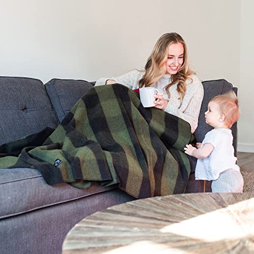 Arcturus Military Wool Blanket - Warm, Thick, Washable - Great for Outdoors, Camping, Stadium Blanket, Picnics, Travel - Car & Bushcraft Survival Kits - color: Green Buffalo
