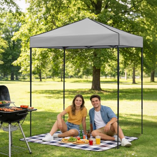 6x4 Pop Up Canopy Tent, Instant Portable Beach Canopy, Outdoor Tent with Carry Bag for Camping, Sports, Tailgating, Events, Gray - color: Gray, size: W/O Wall