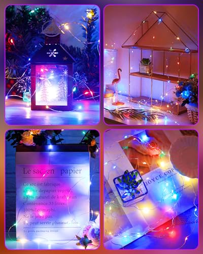 Fairy Lights Battery Operated, Twinkle String Lights Waterproof Silver Wire 5 Feet 60 Led Firecracker Starry Lights for DIY Wreath Home Wedding Party Bedroom Mason Jar Holiday Christmas, Multicolor - color: Multicolor