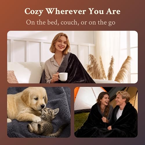 Waterproof Blanket (60"x80") for Couch, Sofa, Pets- Plush Water Proof Throw Blanket to Protect Furniture, Stain Resistant, Leak-Proof, Double-Sided, Reversible Flannel & Sherpa Fleece, Grey - color: Grey, size: Twin/Full (60"x80")