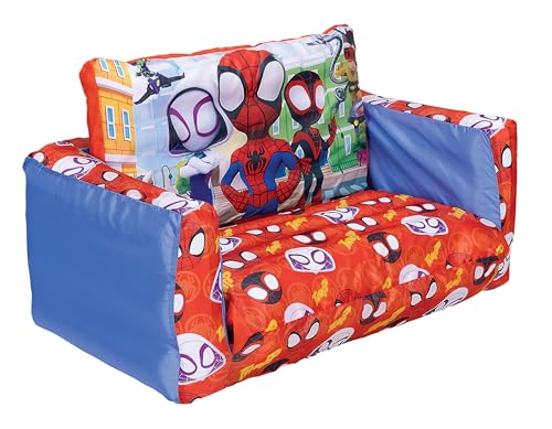 Spidey and his Amazing Friends 2-in-1 Inflatable Sofa Bed, Kids Sofa Couch Fold Out, Foldable Chair Lounger for Toddlers and Kids