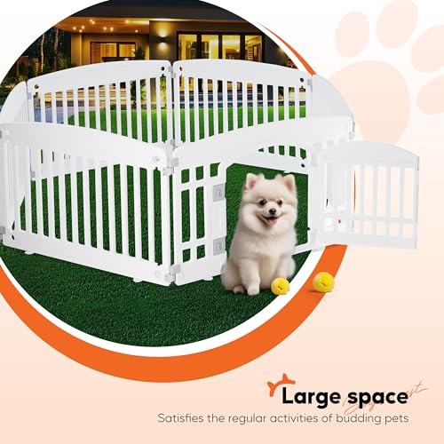 HealSmart 6 Panel 24" Plastic Dog Playpen, Folding & Portable Pet Playpen for Indoor & Outdoor Use, Safe & Secure Fence, Ideal for Small to Medium Dogs, White - color: White, size: 24 Inch 6 Panels, style: Plastic