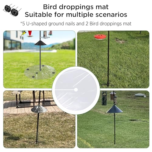 2 Pack 47 Inch Clear Bird Feeder Mat, Heavy-Duty PE Seed Catcher for Poles, Waterproof Lawn Protector Mat Fits Shepherd Hooks & Bird House Poles