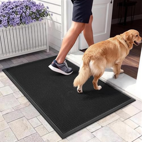 4'X6'Mesh Dirt Trapper Mat,Heavy Duty Welcome Mat,Commercial Floor Rugs,Front Door Carpet Outside Entrance,Sand Catcher Door Mat,Anti-Slip Rubber Backing,Black - size: 4' x 6' (Rectangular)