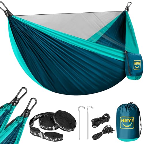 Camping Hammock Mosquito Net,Double & Single Portable Hammocks Hammocks with 2 Tree Straps,Hammock Tent for Travel Camping,Camping Accessories for Indoor Outdoor Hiking Backpacking Backyard Beach - color: Blue&dark Blue, size: Large
