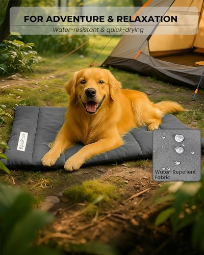 RovePad Trail Dog Bed Mat 43"x27" – Waterproof Non Slip Outdoor Travel Mat for Camping & Car – Silent Peachskin Roll-Up Pad for Medium & Large Dogs, Machine Washable - color: Grey