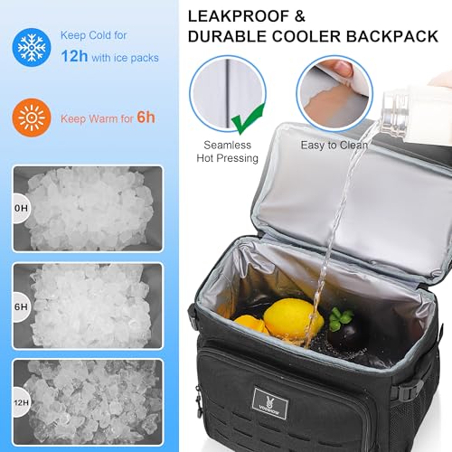 VS VOGSHOW Insulated Double Deck Cooler Backpack for Men Women, 36 Cans Large Leakproof Cooler Bag for Camping, Hiking, Picnic, Fishing, Beach, Travel - color: Black