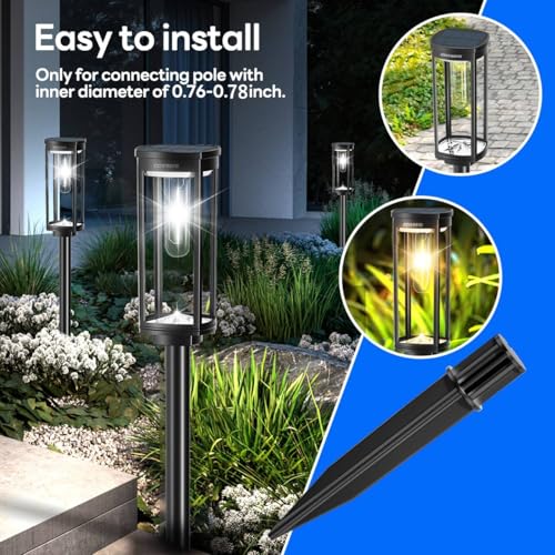 8 Pack Reinforced Ground Stakes, 0.75" x 5.12" Solar Lights Spikes, ABS Plastic Replacement Nails for Pathway Garden Torch Lights - size: 0.75inch diameter