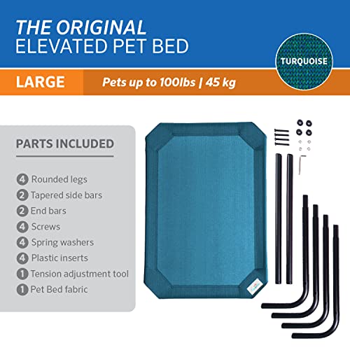 Coolaroo Original Elevated Dog Bed - Breathable Off-The-Ground Pet Bed with Cooling Fabric, Joint Relief & Moisture-Resistant Fabric, 100% Recyclable, Easy Clean, Turquoise, Large - color: Turquoise, style: Large Dog Bed