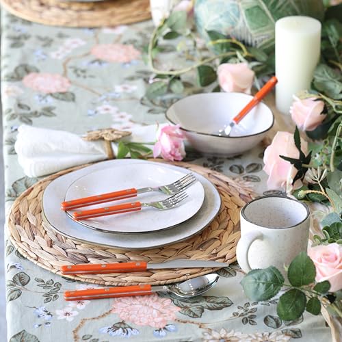 ANNOVA Silverware Set, Retro/Rivet Colorful Stainless Steel Tableware Kitchen Flatware Set Utensils, Includes Dinner Knives, Forks, Spoons, Salad Forks & Dessert Spoons (Orange, 10 Pieces) - color: Orange