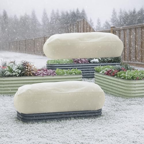 2 Pcs 102" x 51" Raised Garden Bed Cover for Winter Large Plant Covers Freeze Protection with Zipper Drawstring Frost Cloth Blanket Protection Box Bags for Garden Outdoor Plants Bush - size: 102 × 51 x 19.7 in