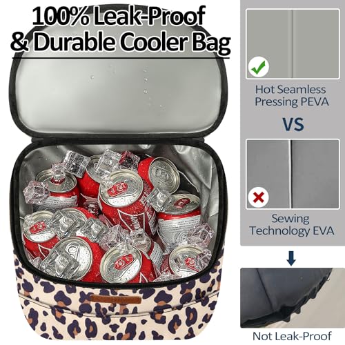 Camping Cooler Backpack 30 45 Cans, Soft Backpack Coolers Insulated Leak Proof Travel Cooler Bag Waterproof Lunch Picnic Beach Work Trip Thermal Bag Drink Beverage Beer Bag Cooler - color: Black Brown Pattern, size: 30 Cans